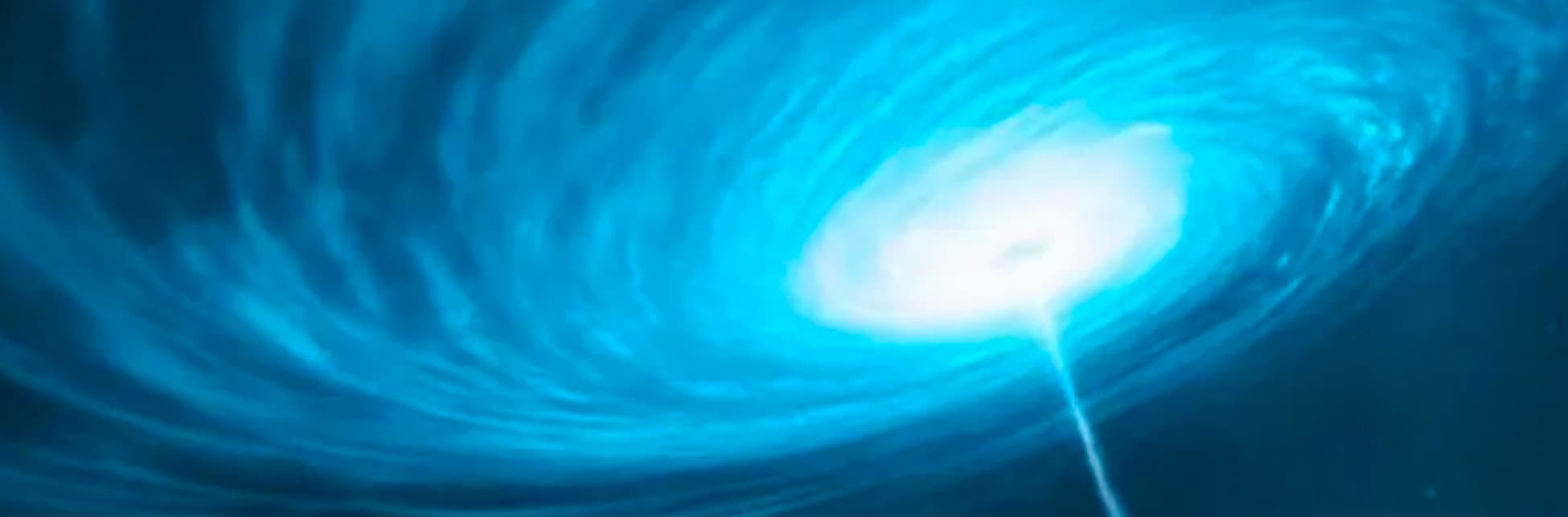 Ilustración. Un remolino que parece de nubes azules, del centro del remolino sale un rayo de color blanco.