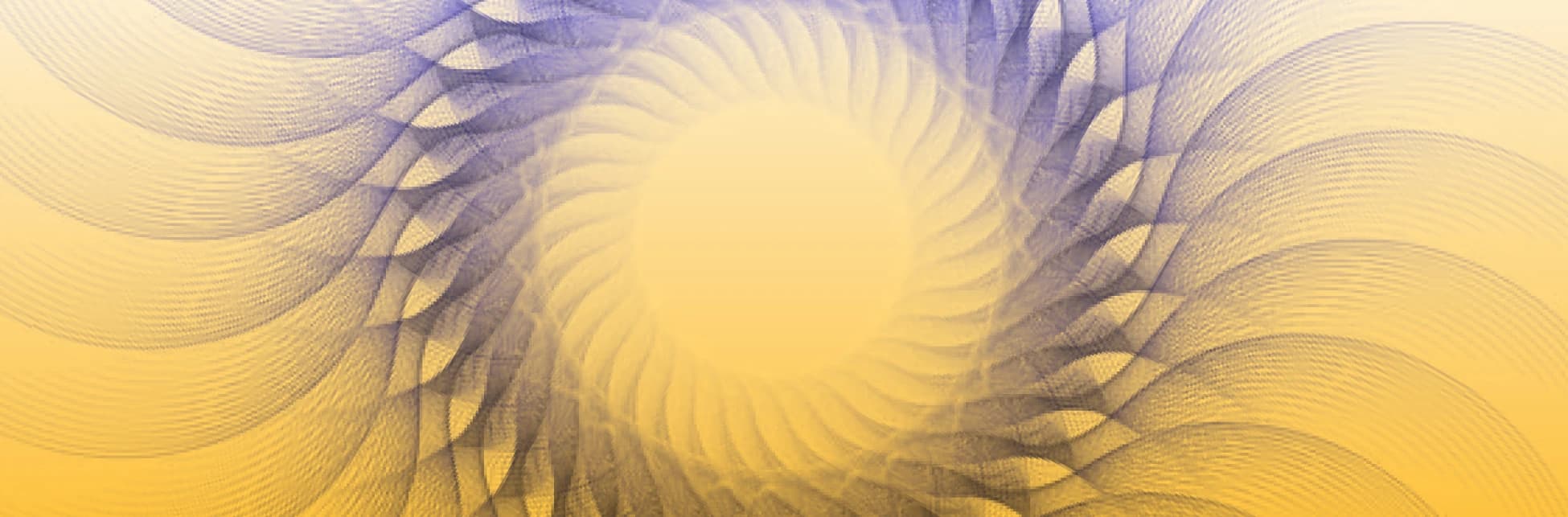 Ilustración. Sobre un fondo en tonos amarillo y violeta con un patrón circular de líneas que simulan ondas concéntricas, se encuentran bloques de texto distribuidos verticalmente.