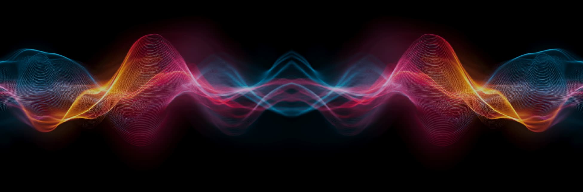 Imagen. Sobre un fondo negro aparece en la parte central una forma ondulante y luminosa que cruza horizontalmente la imagen.