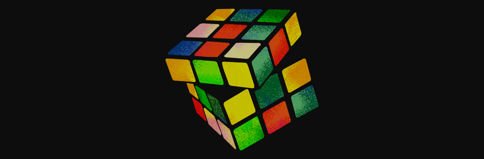 Ilustración. Un cubo de Rubik, la capa superior está algo girada con respecto a las inferiores.