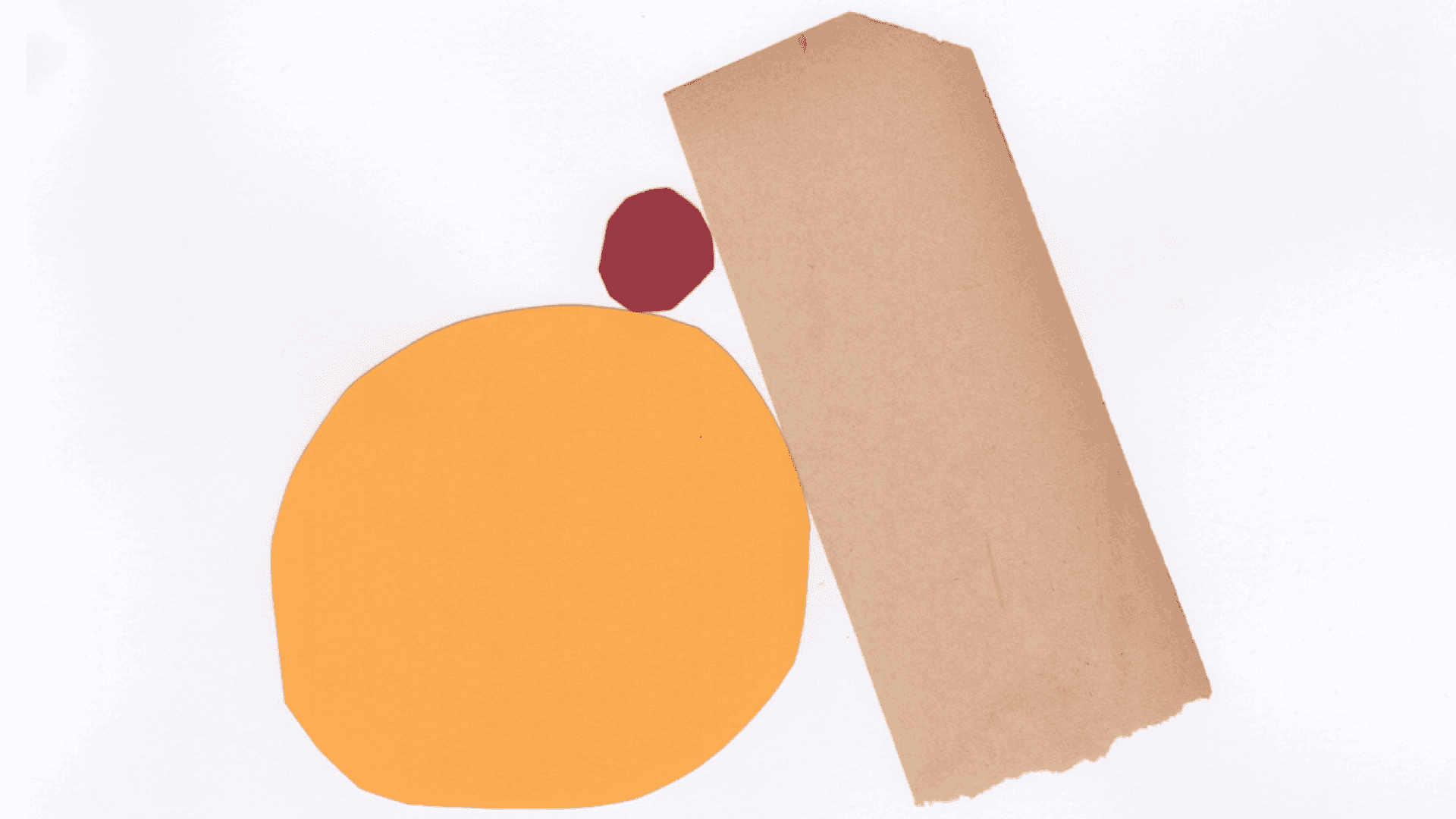 Ilustración. A la izquierda de la imagen un círculo de papel grande y encima un círculo más pequeño. A la derecha y recostado en el círculo un rectángulo de cartón.