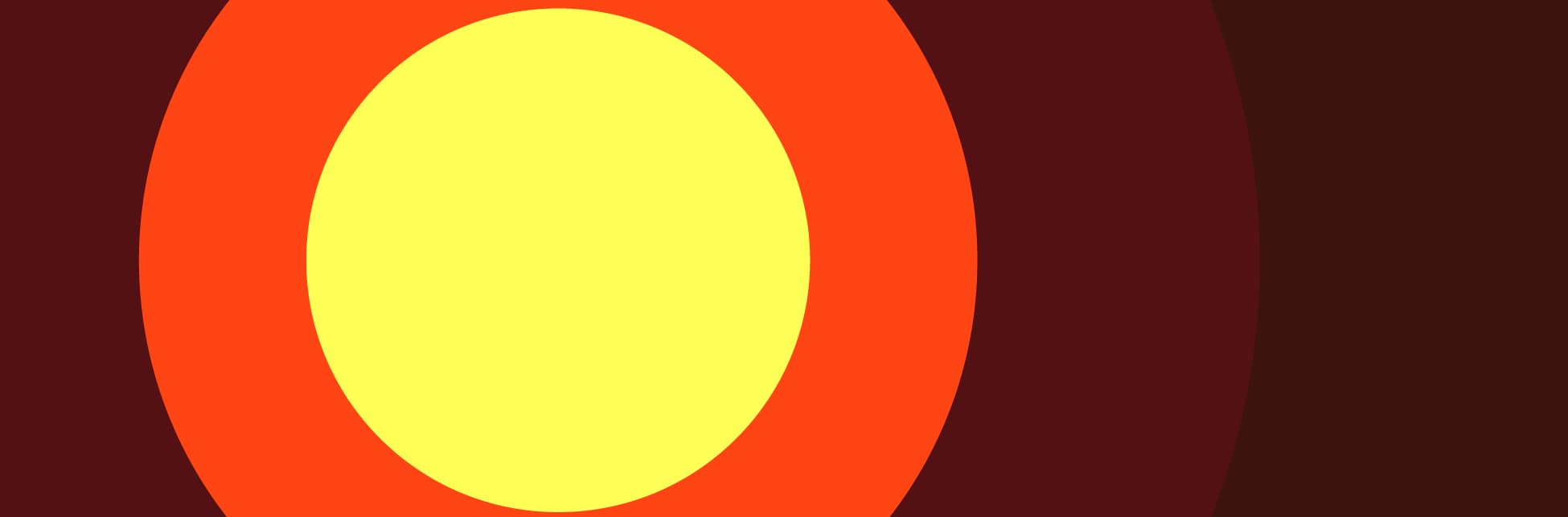 Ilustración. Tres círculos concéntricos, el del centro es amarillo, el que sigue es naranja y el último es vinotinto.