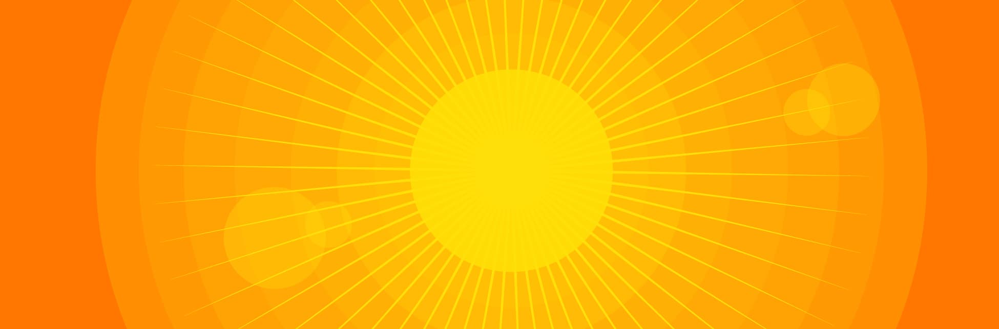 Ilustración. Sobre un fondo con tonos naranjas y amarillos, se encuentra una representación del Sol con rayos que se extienden en todas direcciones.