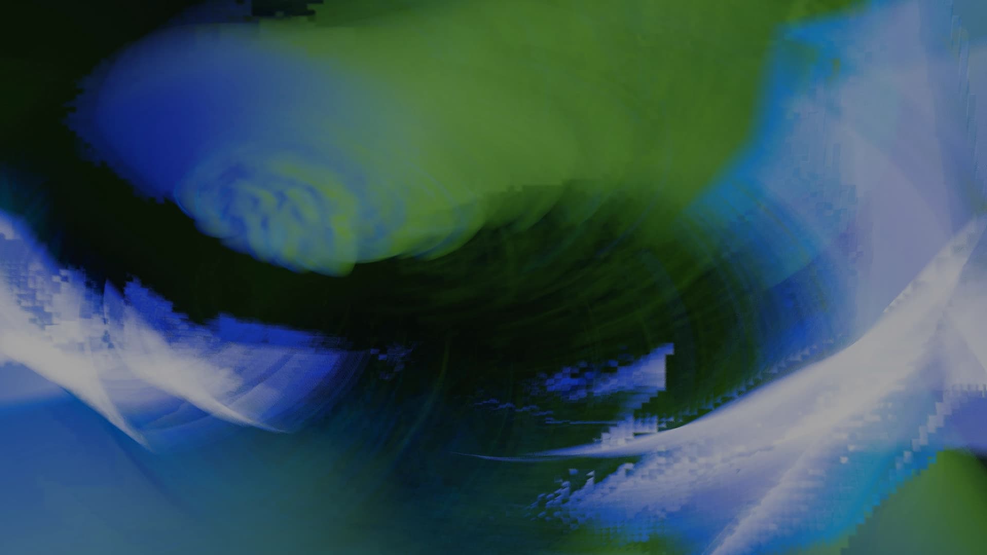Ilustración con formas abstractas en tonos verdes y azules.