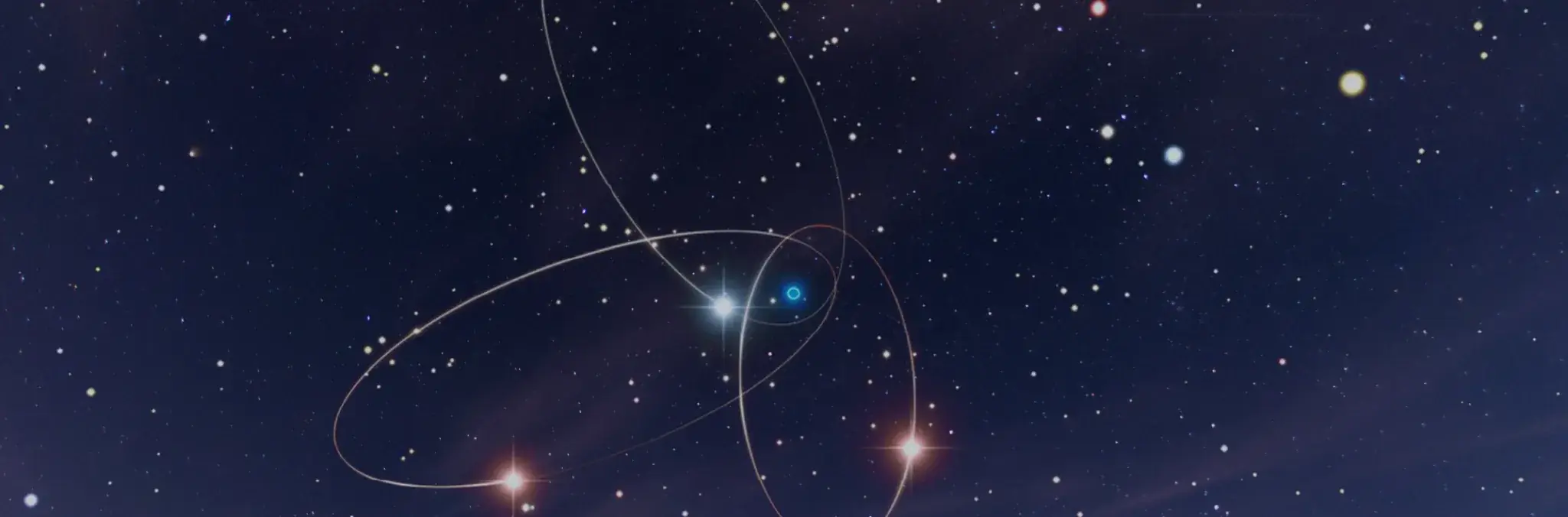 Ilustración. Sobre un fondo de cielo nocturno con estrellas, se observa en la parte inferior una antena parabólica y siluetas de vegetación.